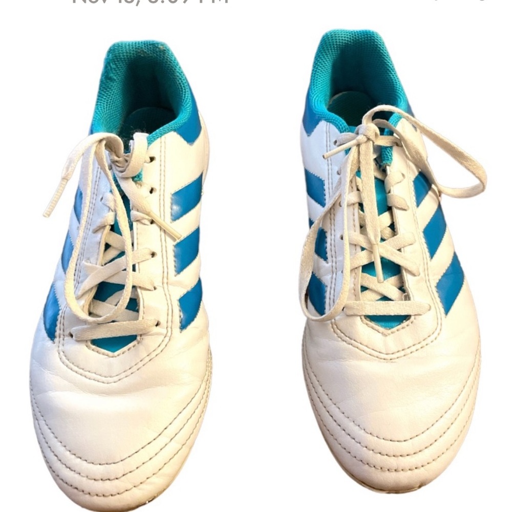 Adidas Women Goletto VI FG Soccer Cleats BY2774 White/Energy Blue/Coral BX 28